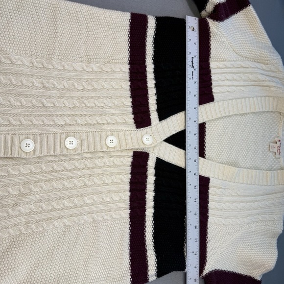 Brooks Brothers‎ Cardigan Wool Blend Women's Sweater Ivory Black Burgundy Size S - Picture 7 of 8